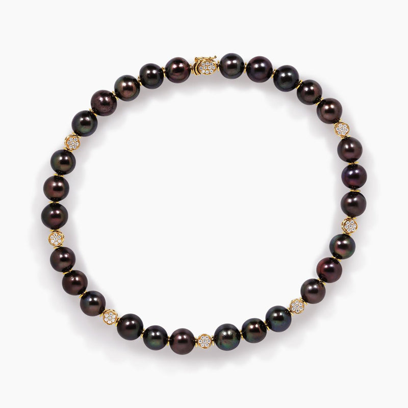 18ct Rose Gold Diamond and Fresh Water Black Pearl Necklace from the Carmela Cerrone Collection