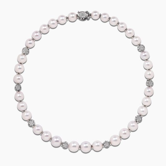 18ct White Gold Diamond and South Sea Silver White Pearl Necklace from the Carmela Cerrone Collection