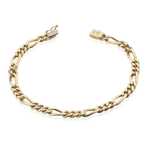 18ct Yellow Gold Figaro link mens bracelet