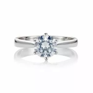 18ct white gold round solitaire diamond engagement ring six claw setting