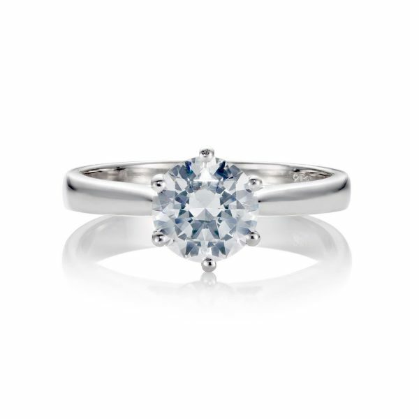 SIENA - 18ct white gold round solitaire diamond engagement ring six claw setting
