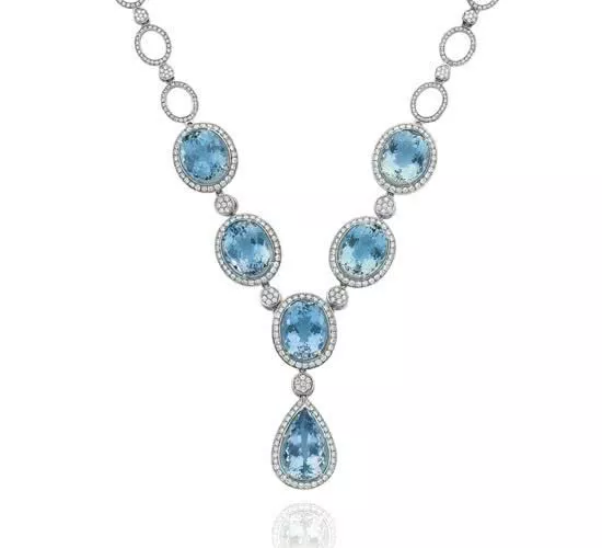 Aquamarine diamond necklace store