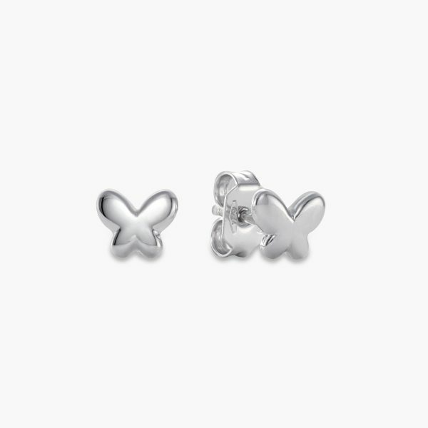 18ct white gold butterfly stud earrings