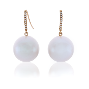 18ct Rose Gold south sea Pearl and Diamond Earrings