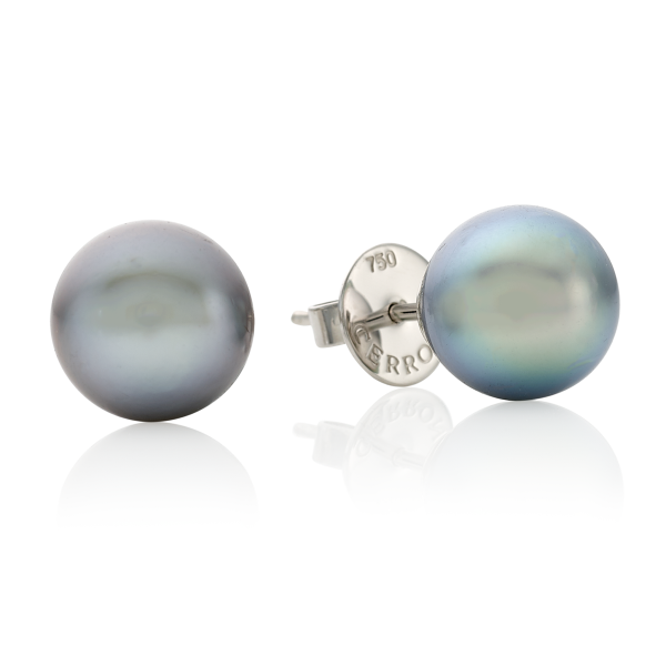 18ct White Gold Tahitian Pearl Stud Earrings