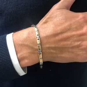 18ct Two Tone White and Rose gold Mens Bracelet