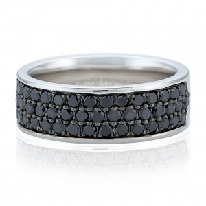 18ct white gold black round brilliant cut diamonds Mens ring