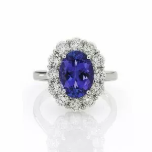 18ct white gold tanzanite and diamond ring