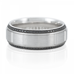 Platinum Black Diamond Mens Ring