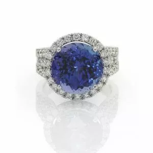 18ct white gold tanzanite brilliant cut ring