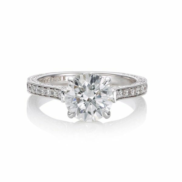 18ct White Gold Diamond Engagement Ring with Diamond Band