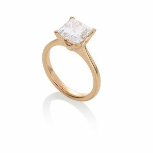 18ct rose gold princess cut solitaire diamond engagement ring