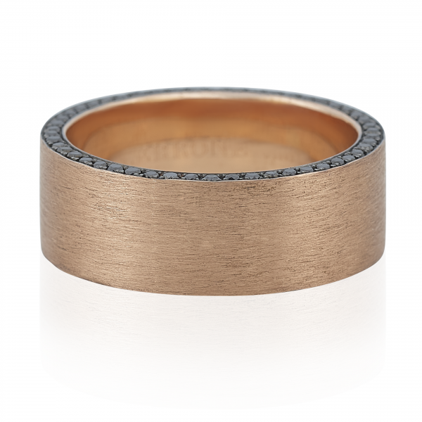 18ct rose gold black round brilliant cut diamonds Mens ring