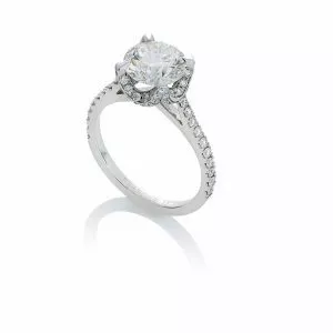 JENNIFER- DIA BAND - 18ct white gold round diamond engagement ring with diamond band