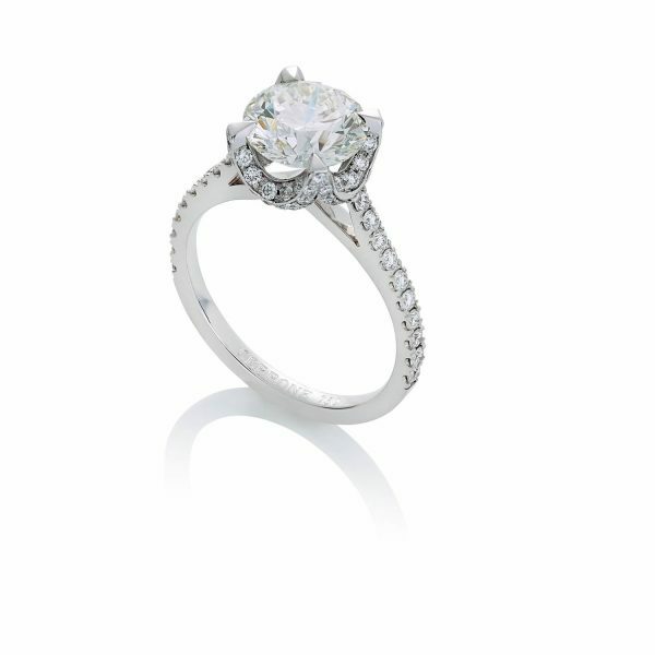18ct white gold round diamond engagement ring with diamond band