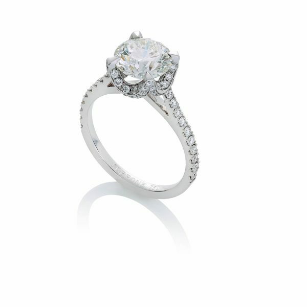 JENNIFER- DIA BAND - 18ct white gold round diamond engagement ring with diamond band
