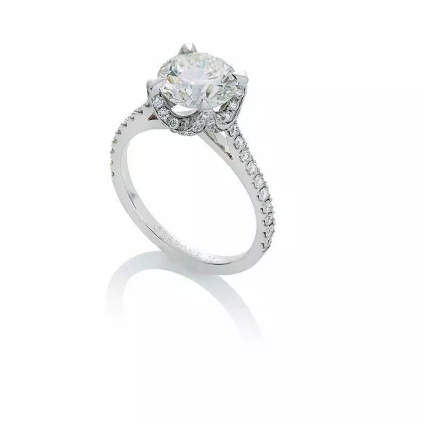 JENNIFER- DIA BAND - 18ct white gold round diamond engagement ring with diamond band