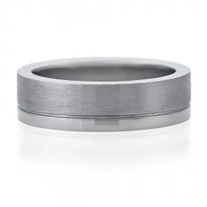 18ct white gold satin and polished finish Mens ring
