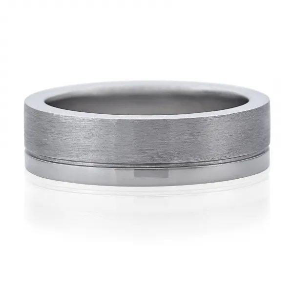 18ct white gold satin and polished finish Mens ring