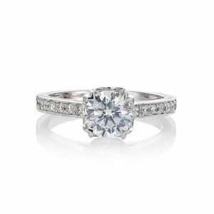 18ct white gold round diamond engagement ring with diamond band