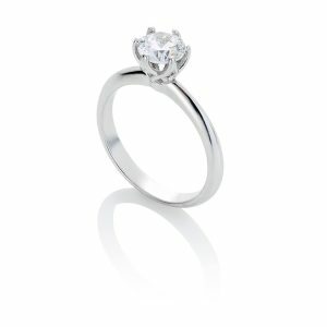 18ct White gold round solitaire diamond ring in fancy six claw setting