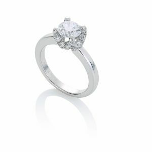 JENNIFER - 18ct White gold round solitaire diamond engagement ring with pave basket