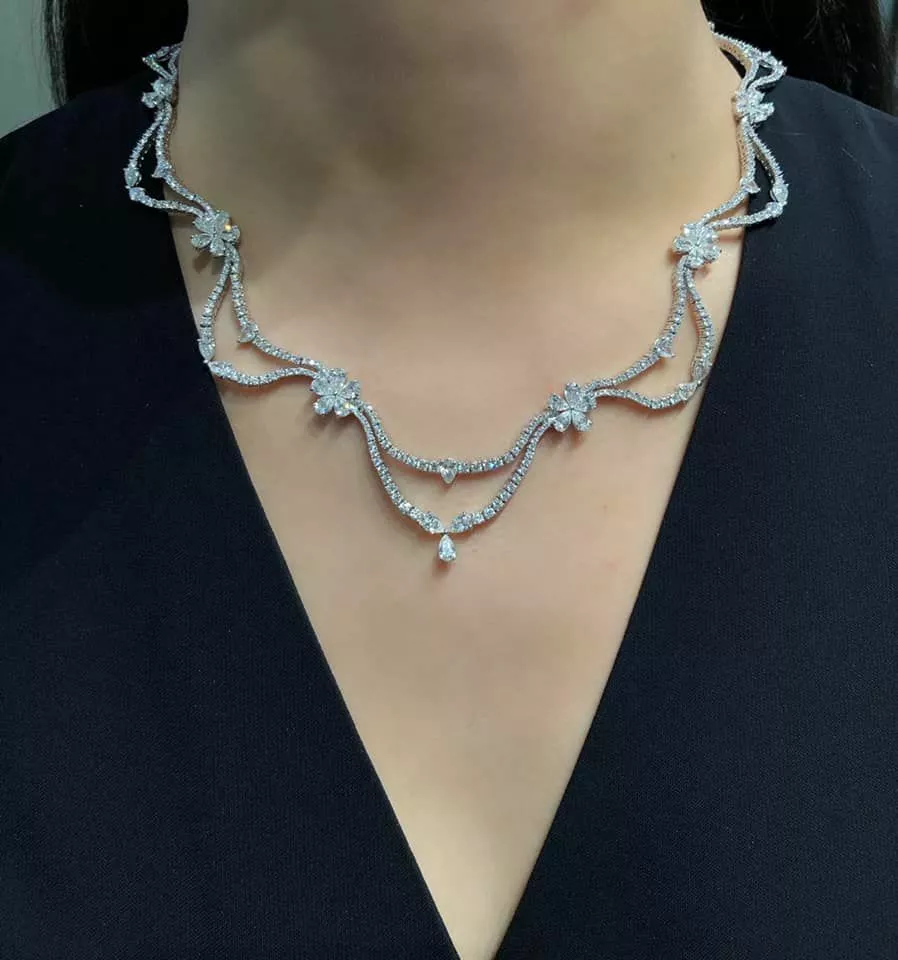 18ct White Gold Diamond Necklace Cerrone Jewellers
