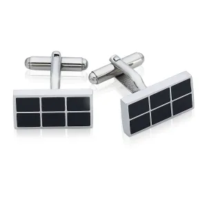 Stainless steel black enamel cufflinks