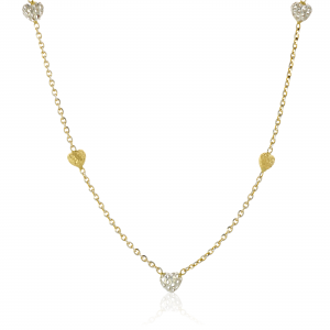 18ct yellow and white gold heart necklace