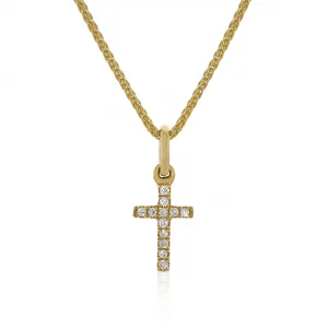 18ct yellow gold round brilliant cut diamonds small cross