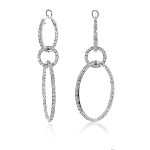 18ct white gold diamond set circle drop earrings