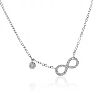 18ct white gold diamond set infinity necklace