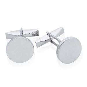 Silver round cufflinks