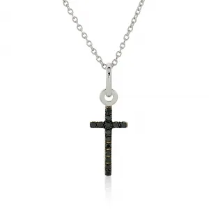 18ct white gold round brilliant cut black diamonds cross