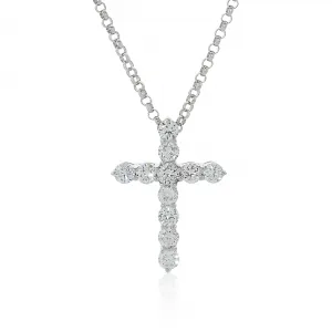 18ct white gold diamond cross necklace