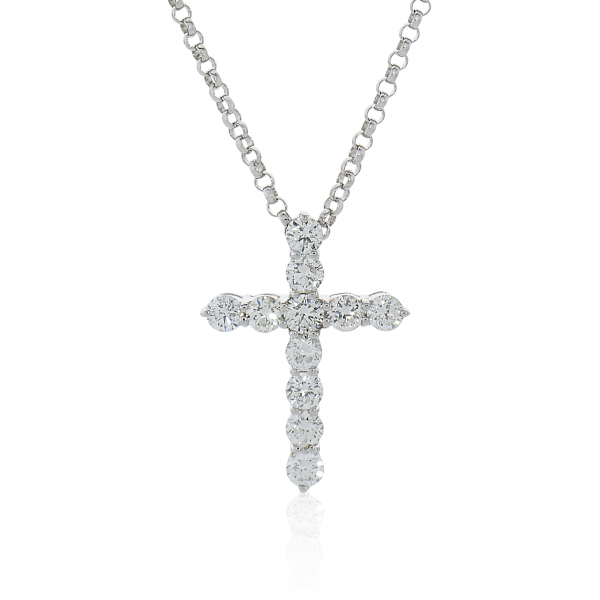 18ct white gold diamond cross necklace