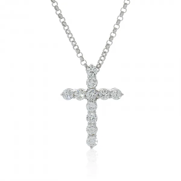 18ct white gold diamond cross necklace