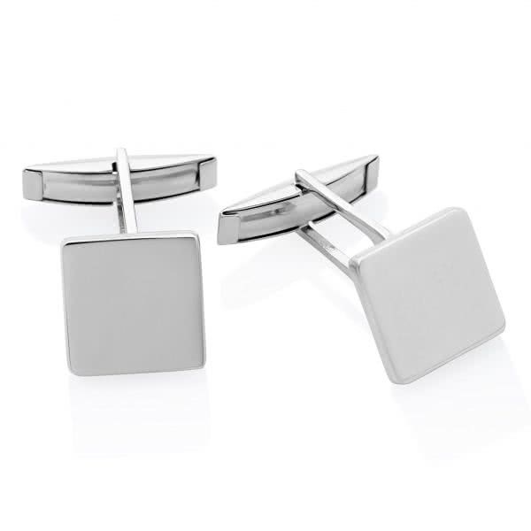 Silver Square Shape Plain Polished Cufflinks