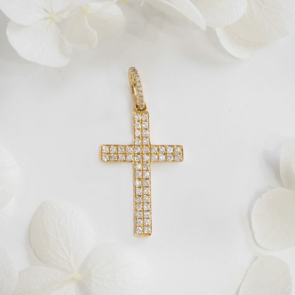 18ct gold round brilliant cut diamonds cross - Image 4