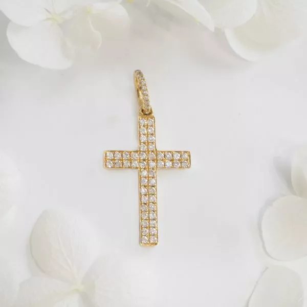 18ct gold round brilliant cut diamonds cross - Image 4