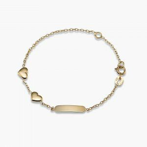 18ct Yellow Gold two Hearts & ID Baby Bracelet