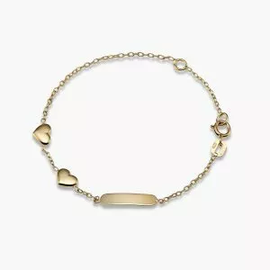 18ct Yellow Gold two Hearts & ID Baby Bracelet