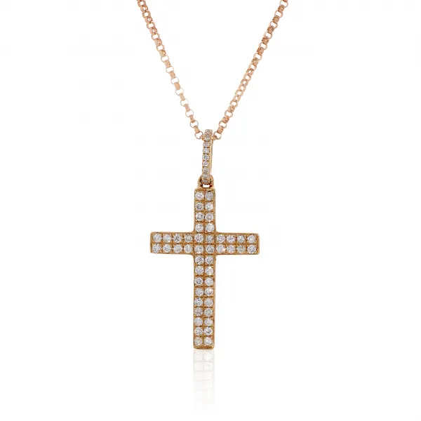 18ct gold round brilliant cut diamonds cross - Image 2