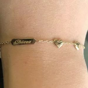 18ct Yellow Gold two Hearts & ID Baby Bracelet