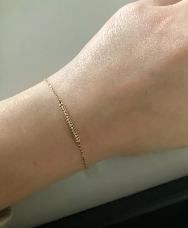 18ct rose gold diamond bar bracelet - Image 2