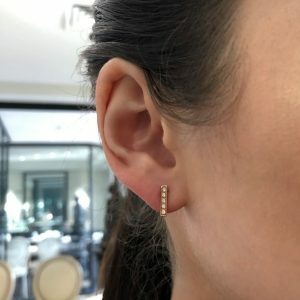 18ct rose gold diamond bar stud earrings