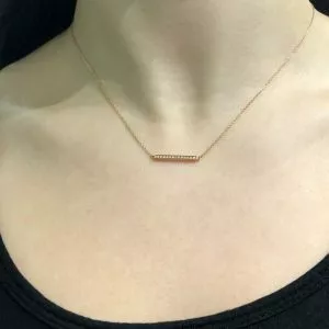 18ct rose gold diamond bar necklace