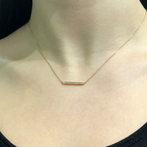 18ct rose gold diamond bar necklace