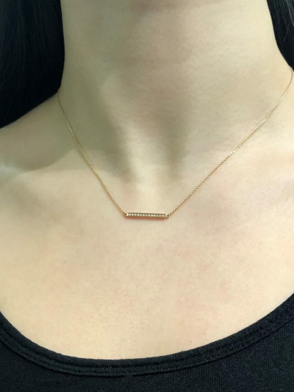 18ct rose gold diamond bar necklace - Image 3