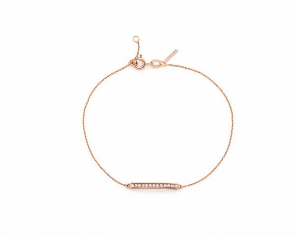 18ct rose gold diamond bar bracelet